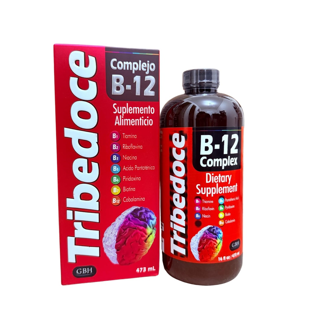 B-12 Complex Liquid Dietary Supplement - Complex de vitamina B de mare potenta cu Tiamină, Riboflavina, Niacin, Acid pantotenic, Pyridoxine, Biotin, Cobalamin, Non-GMO, Gluten Free, 16 fl oz