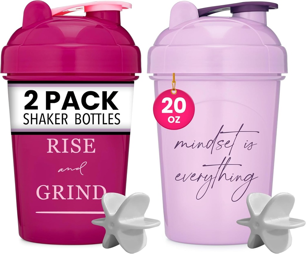 GOMOYO [2 Pack] 20 oz Shaker Sticla cu citate motivaţionale (Raspberry & Lavender) 