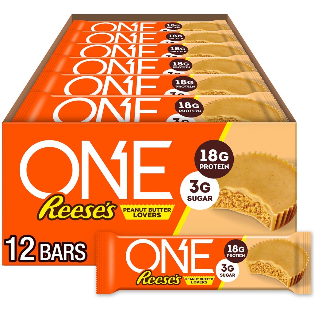 One Proteine Bars, Peanut Butter Lovers Reese, Gluten Gratuit cu 18g Proteina si 3g Zahăr, Cămar Capse, 2,12 oz (12 Conte)