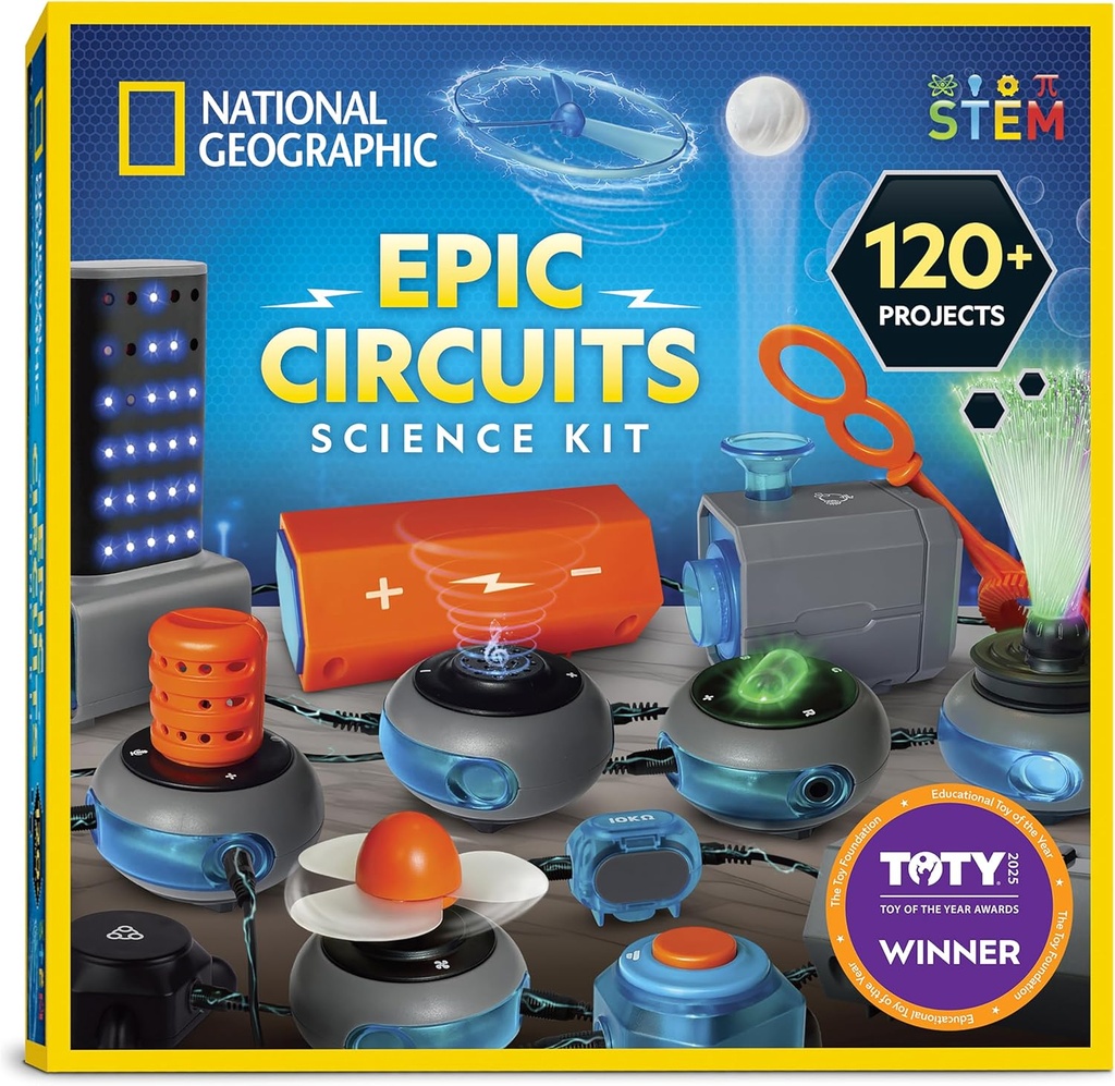 National Geographic Circuit Maker Kit - Kit Electronice pentru copii cu 120 de proiecte de circuite electrice, Electric Circuit STEM jucărie, Proiecte electronice, Kit de circuite electrice pentru copii, Kit de electricitate