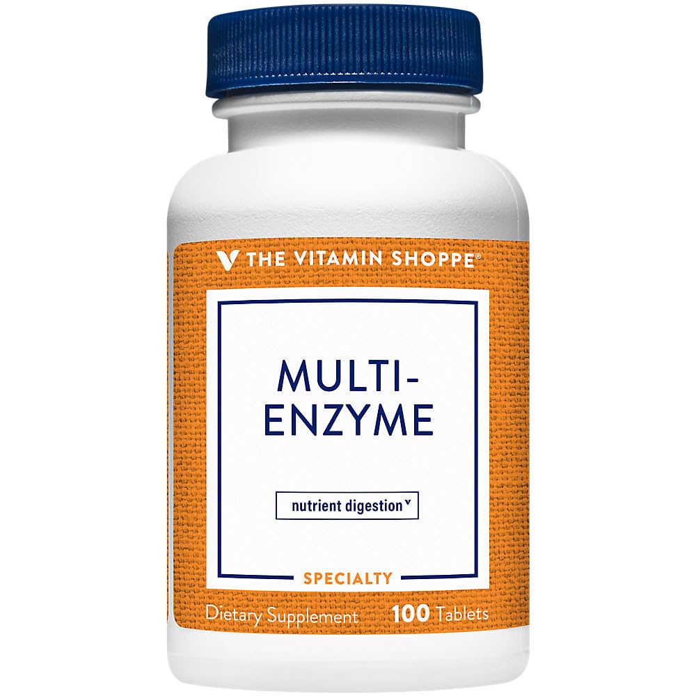 Vitamina Shoppe Multizyme - ajută la susţinerea digestia şi absorbţia proteinelor, carbohidraţilor şi grăsimilor (100 comprimate)