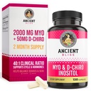 Bliss Myo & D-Chiro Inositol Supplement, 40 la 1 Ratiu, Ajuta in Suport Functie ovariana pentru femei, Vitamina B8 ajuta la reglarea ciclului menstrual, 2050 mg per Servire, 120 Capsule Vegan