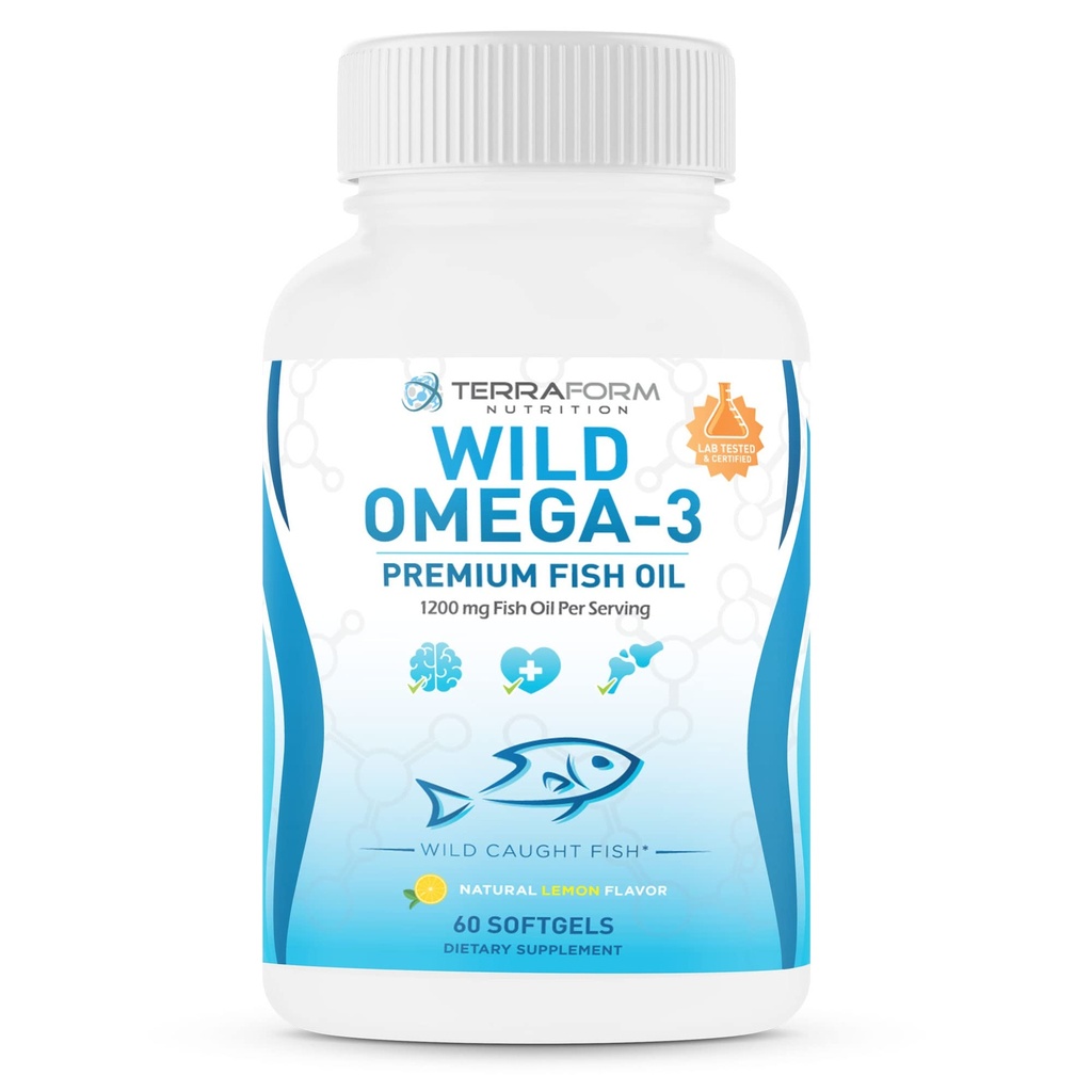 Putere triplă ulei de pește Omega 3 2400 mg pe servire - Burpless, Lemon aroma non-GMO, Gluten & Soy Free 