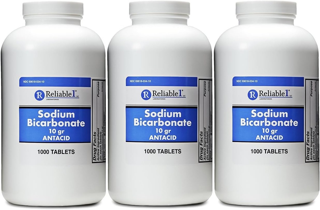 Bicarbonat de sodiu 650 mg 1000 Antiacide comprimate, pentru ameliorarea indigestiei acide, arsuri în capul pieptului, Stomac acru & Stomac a 3