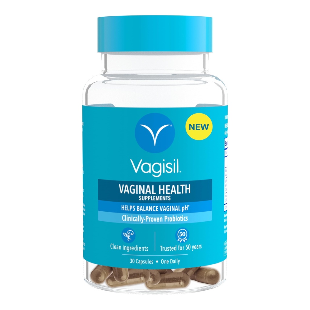 Vagisil Vaginal Health Supplements, Clinic-Proven Probiotice, Promovează Vaginal Health, Ingrediente Curate, Ajuta la echilibrarea pH-ului vaginal, Doar 1 capsule zilnic, 30 capsule