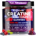 Creatine Monohidrat Gumries 6500 mg per Servire pentru bărbaţi şi femei - 120 Gume X5 Putere Sugar Creatura gratuita Chewable pentru Constructor musculare, Forţa musculară, Supliment de pregătire prealabilă (Blueberry)