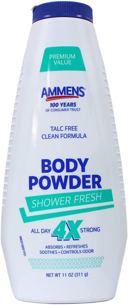 Ammens Duș praf medicamentat proaspete 11 oz (Pachet de 2)