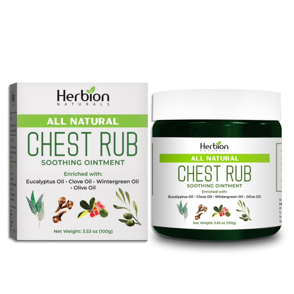 Herbion Naturals Chest Rub - Soothing Ointment with Soothing Vapors for Adulți și copii 2+ - Relieves Cough, Rece, Nasal & Congestion 