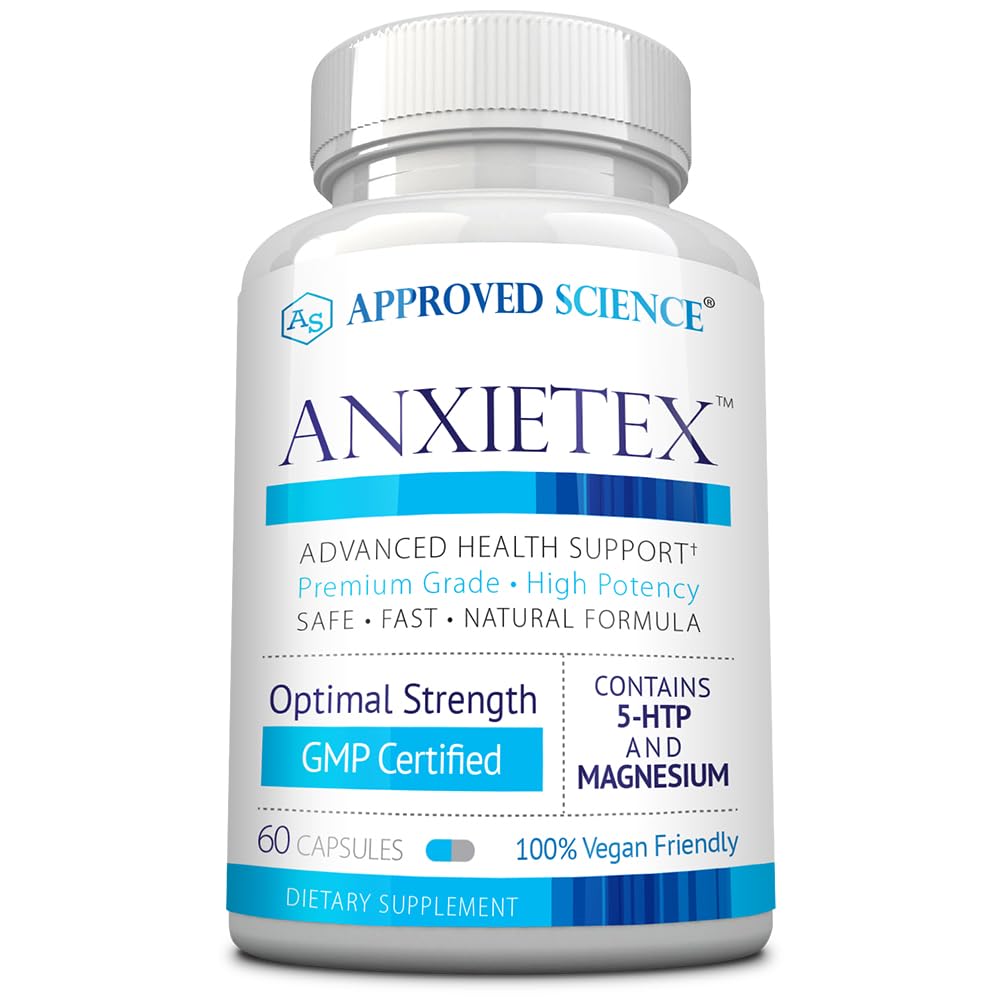 Știință aprobată Anxietex - Calm și relaxare - L-Theanină și magneziu - 60 capsule - Vegan prietenos - 3 luni de aprovizionare