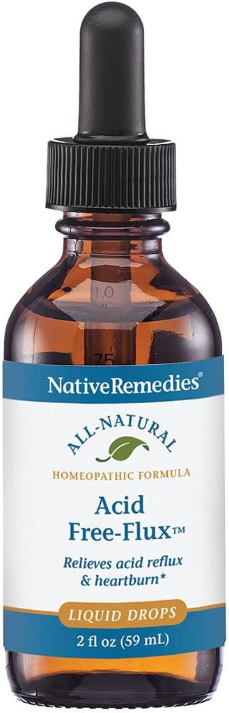 Remedii native Acid Free-Flux - Remediu homeopatic natural Temporar Relieves Heartburn, Indigestie și Discomfort după masă - 59 ml