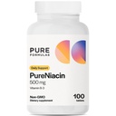 PureFormulas Niacina pură - Vitamina B3, 500 mg de eliberare imediată Niacin 500 mg - Acid nicotinic 100 comprimate - Non-GMO B3 Vitamine Niacina Supliment