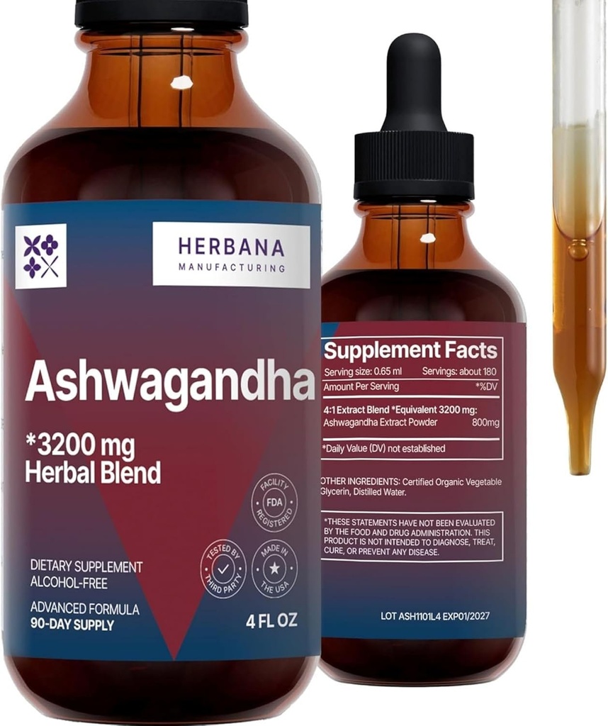 HERBANA DE FABRICAȚIE Ashwagandha lichid picaturi extract - musculare de recuperare Tinctură - cuania Somnifera picături - Mare potenta