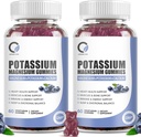 2 cutie Gummie de magneziu de potasiu cu Crate de potasiu 200 mg, Glicinat de magneziu 320 mg Plus Calciu, Zinc, Vitamina - Suplimente de potasiu pentru cramps picior, inima, Muschi de sprijin de sănătate