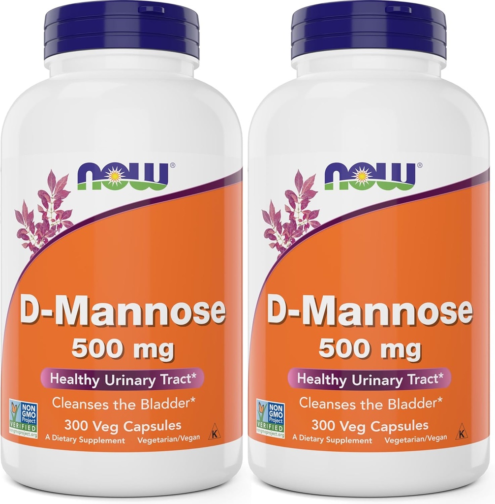 Acum D-Mannose 500 mg, 300 capsule (Pachet de 2) - Vegan Non OMG Supliment pentru femei și bărbați - Sprijină Tract urinar sănătos, curăță vezica urinară