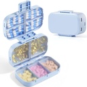 MEACOLIA Triplu pliant Pilula Organizator, 9 Compartiments Travel Pilula caz cu capacitate mare, Zilnic Pilula cutie mic recipient pentru vitamina, Cod ulei de ficat, Suplimente (Blue)