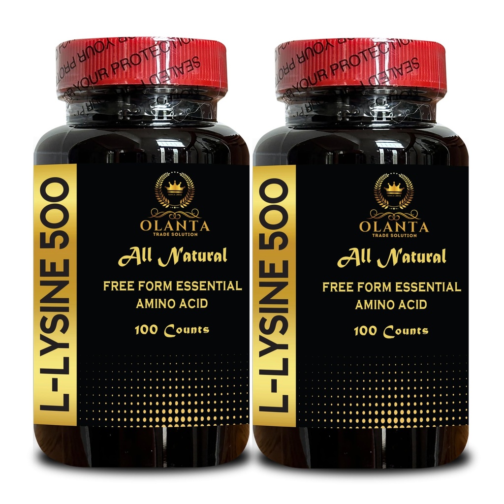 L-LYSINE 500 - L-Lysine 500mg, pentru functie imuna sanatoasa, suporta Colagen Sinteza, Soy-Free, Gluten-Free, non-GMO, Lysine Supplement Suporturi sanatoase Lip si tesut oral - 2 sticle 200 Counts