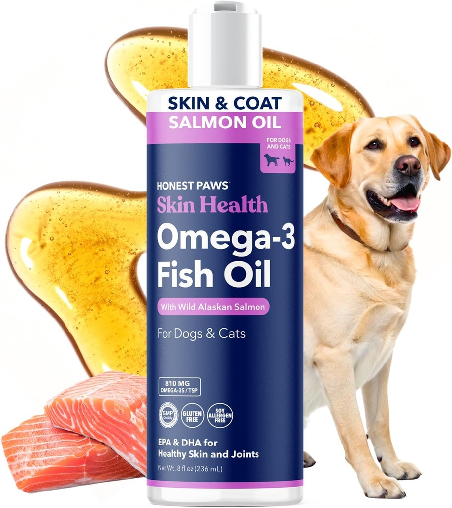 Honest Paws Wild Alaskan Salmon Oil for Dogs & Cats 