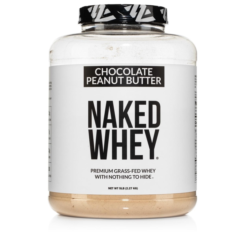 NAKED Whey ciocolată Unt de arahide Iarba Fed Whey Pulbere de proteine, Fără OMG-uri, Fără soia, și Gluten gratuit, Ajutor de creștere și recuperare - 52 Serviri