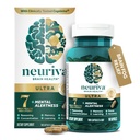 NEURIVA Ultra Decafeinated Clinic testat Nootropic Creier Supliment pentru Alertare Mintala, Memorie, Focus & Concentrare, Cognivive, Neurofactor, Fosfatidilserină, Vitamine B6 B12, 60 Capsule