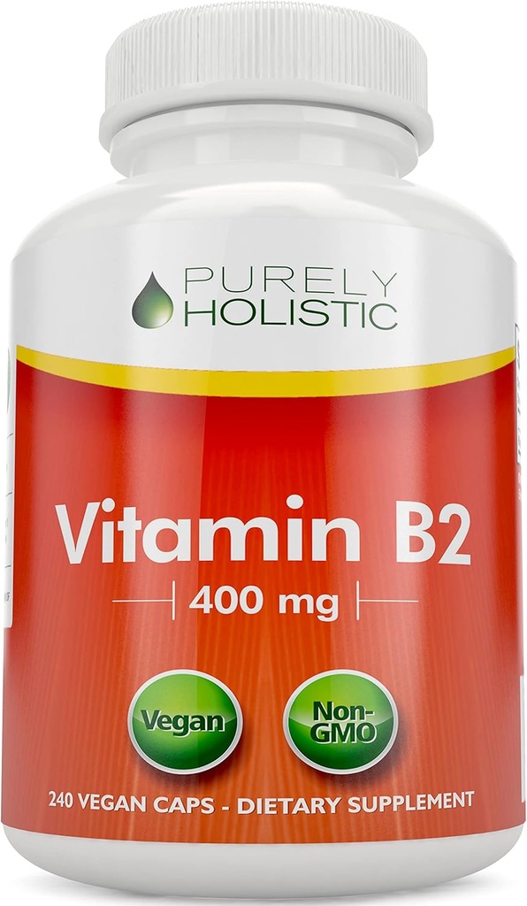 Doar Holistic Vitamina B2 Riboflavin 400mg - 240 capsule Vegane, 8 luni de aprovizionare - B2 vitamine de înaltă rezistență - non OMG-uri și gluten gratuit - susține producția de energie și sănătatea celulară