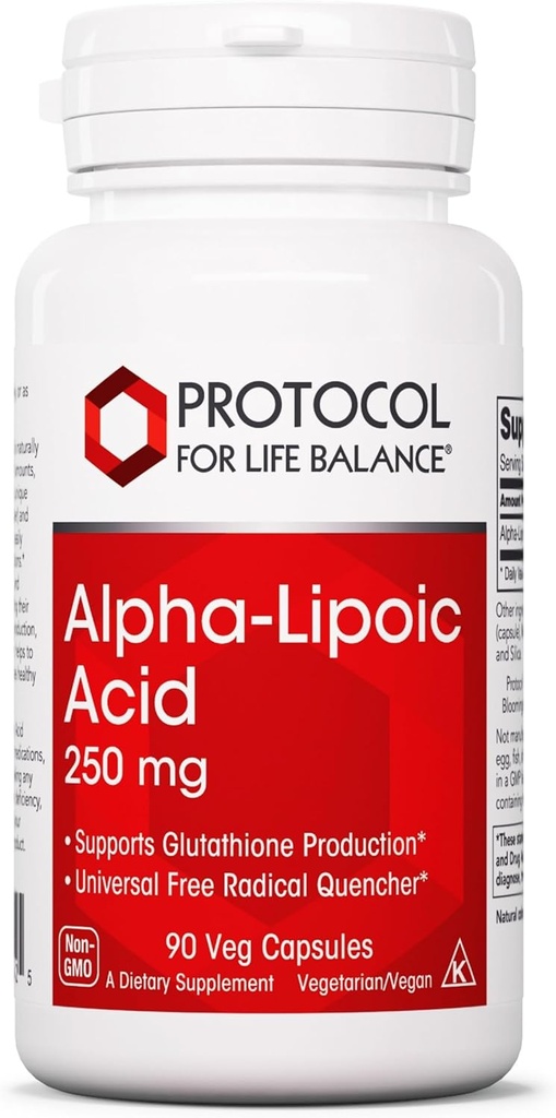 PROTOCOL PENTRU BALANCE LIFE Supliment de acid alfa-lipoic - 600 mg ALA - Stres oxidativ Quencher, sange si sanatate cardiaca - Kosher & Dairy Free - 60 Veg Capsule