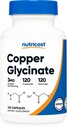 Nutricost capsule de glicinat din cupru (120 capsule, 3MG cupru per servire) - non OMG, Vegan