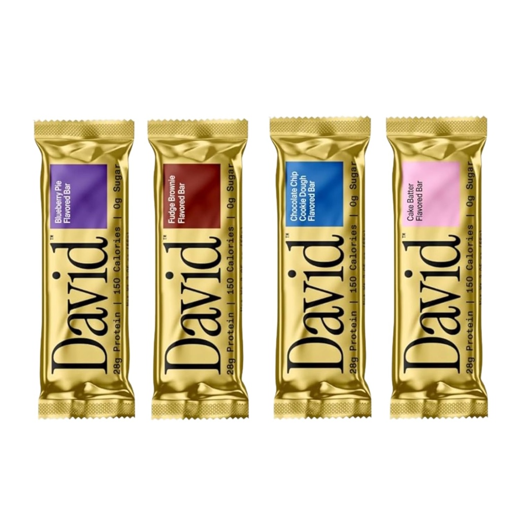 David, Proteina Bar, Sample Pack, Variety Pack, Pack de 4 Proteine Bar de Proteină 