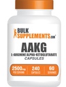 BulkSupplements.com Capsule AAKG - Supliment L-Arginină, Supliment oxid nitric - Fără gluten, 4 capsule per Serving, 240 Count (Pachet de 1)