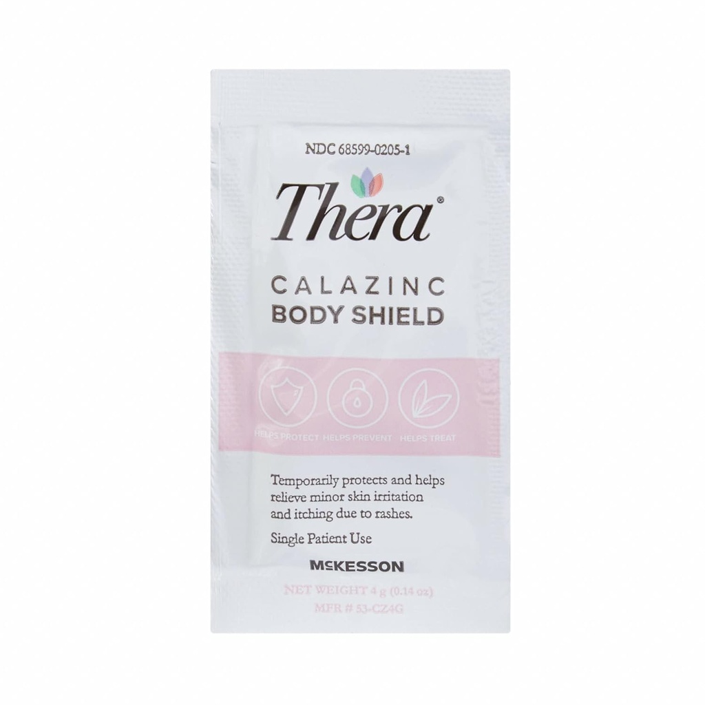Thera Calazinus Body Shield, Calamine with Zinc Cream [144 Packets Total] -Skin Barrier Ointment for Eczeme, Psoriazis, Diaper Erupții cutanate - Packete individuale, 4 g Packet