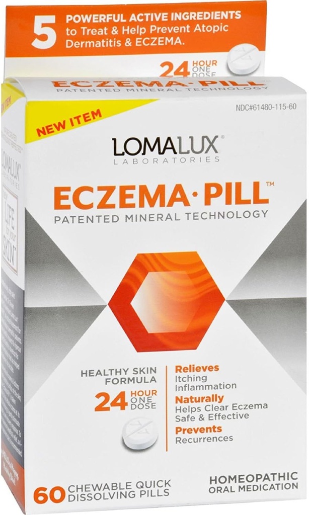 Loma Lux Laboratories Acnee Eczemă - Masticabilă - Dizolvare rapidă - 60 Conte - Gluten gratuit - Drojdie Free-Wheat Free-
