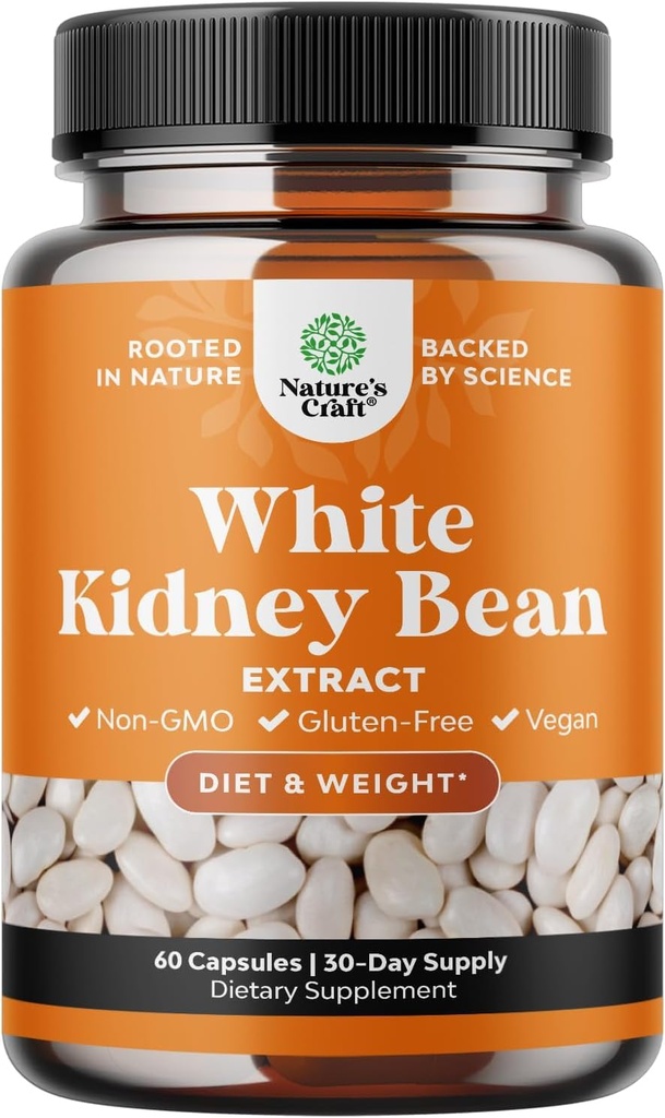 White Rinichi Bean Extract Carb Bloc - White Rinichi fasole Supliment pentru metabolism Boost & Ease Calorii de la amidon - Carbo Control Suplimente - 60 Capsule