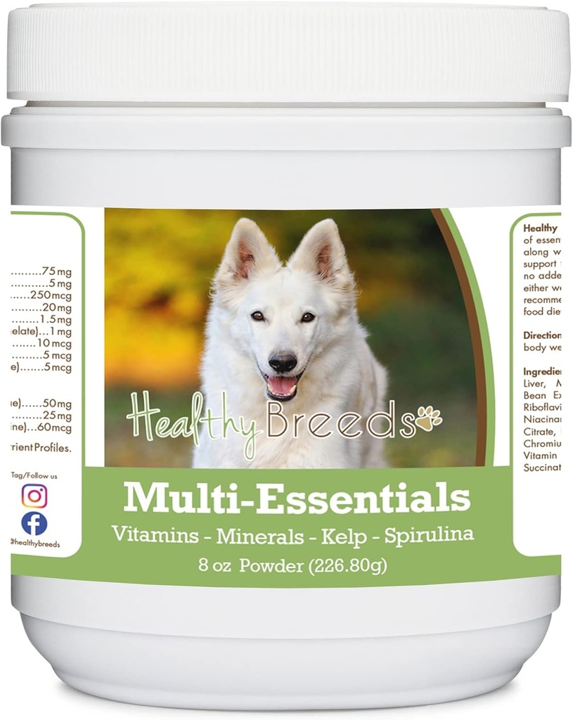 Rasa sanatoasa Ciobanesc german, alb, multi-Essentials pulbere pentru câini - un supliment ideal de vitamine, minerale si antioxidanti pentru cainele tau - 8 oz