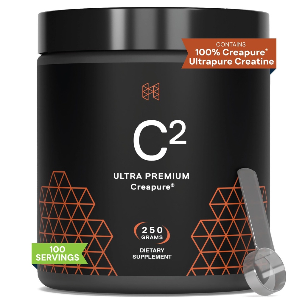 HPN C2 Creatin Monohidrat pentru Performanță, Recuperare, Putere, Working Out, Vegan, Non-GMO, Dairy și Soy Free, Independent testat, Ultracure Premium Creapure (100 Serviri)