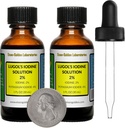 Iodul lui Lugol / 2% Soluţie / 2 Oz în două sticle de sticlă de chihlimbar / picături gratuite/SUA