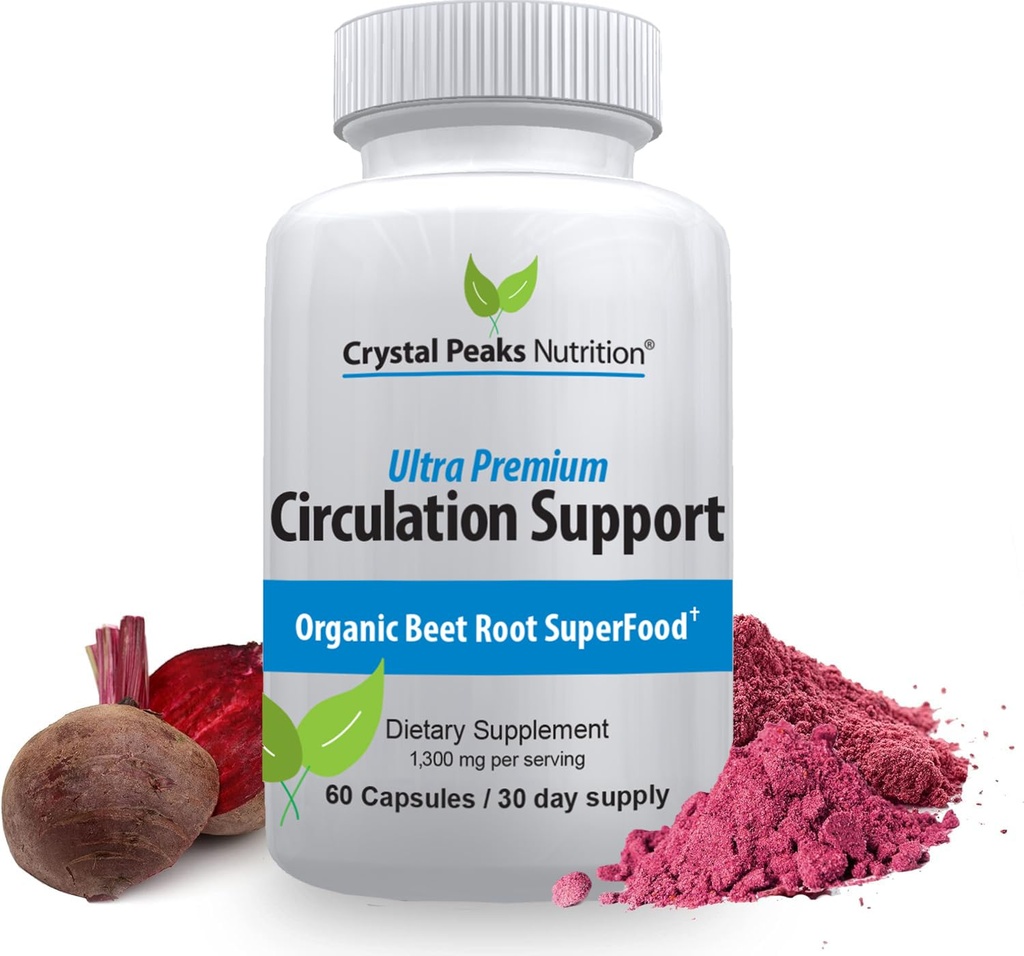 Extractul pur organic de rădăcină de sfeclă - Circulația sângelui, promovează arterele și venele, crește producția de oxid de azot. 1300 mg, 60 capsule vegetale