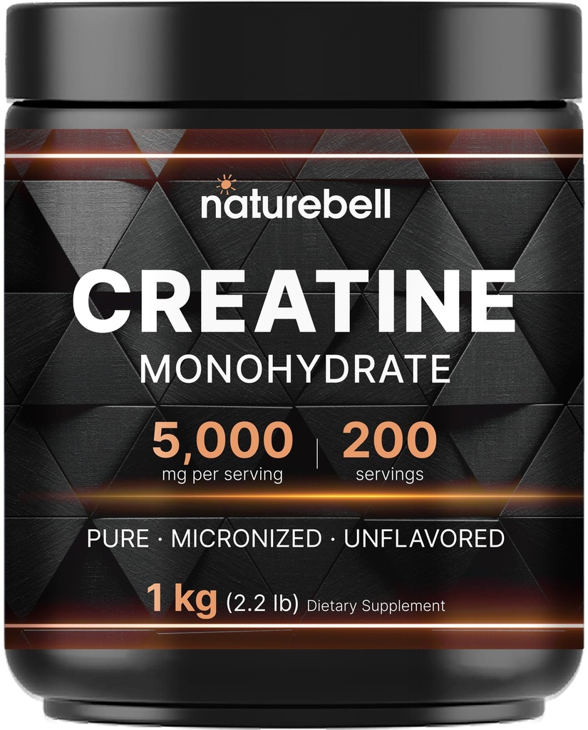 NatureBell Creatin Monohidrat pulbere 1000g, 5000mg Per Serving, 200 Servings (2,2 lb) 