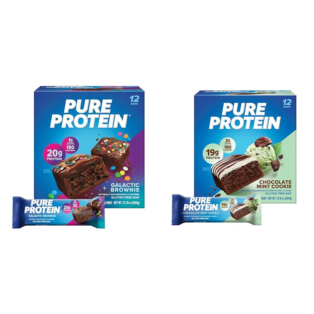 Proteină pură 12 Contele Galactic Brownie și ciocolată mentă proteine cookie bare Bundle 