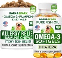 Alergie Relief + Omega 3 Bundle - Anti-Itch Skin&Coat Supliment + Skin Alergia - Omega 3 Ulei de pește + EPA& DHA Acidi grași - Itching&Paw Licking + sănătate comună - 120 Chews + 180 Softgels - Made in USA