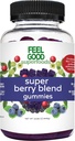 FeelGood Superfoods Super Berry Multivitamine Supplements, Acai, Amla, Lingonberry, Maqui, Bilberry, și Aronia Berry Gummies, Berry Flavor, Vegan, Non-GMO, 60 Count
