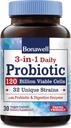 Probiotice Bonawell 120 Miliarde CFU 32 Tulpini cu prebiotice, enzime digestive pentru sănătate gutoasă, 3-in-1 Daily Probiotic, Perioada de valabilitate-Stabil, Întârziere-Release, 30 Veggie Caps