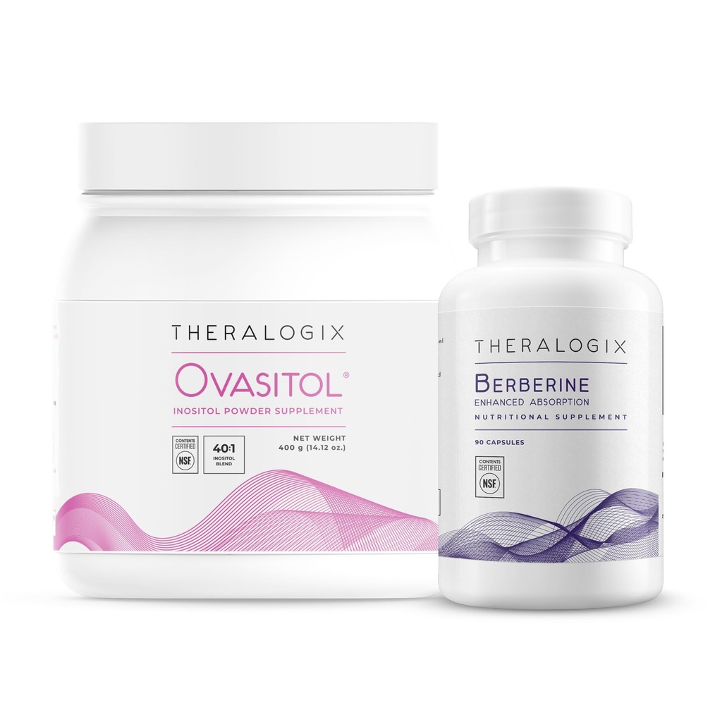 Theralogix Ovasitol Inositol Canister + Berberine Enhanced Absorbtion Bundle, 14,12 Ounce & 90 Count (Pachet de 2)