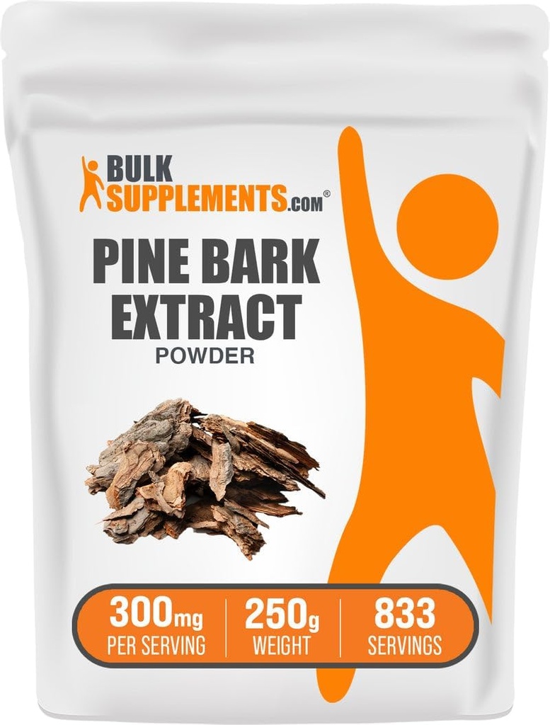 BulkSupplements.com Pine Bark Extract de pulbere - Suplimentul plantei, Pine Bark Powder - Suport antioxidanti, Gluten gratuit - 300mg per Serving, 250g (8,8 oz) (Pachet de 1)