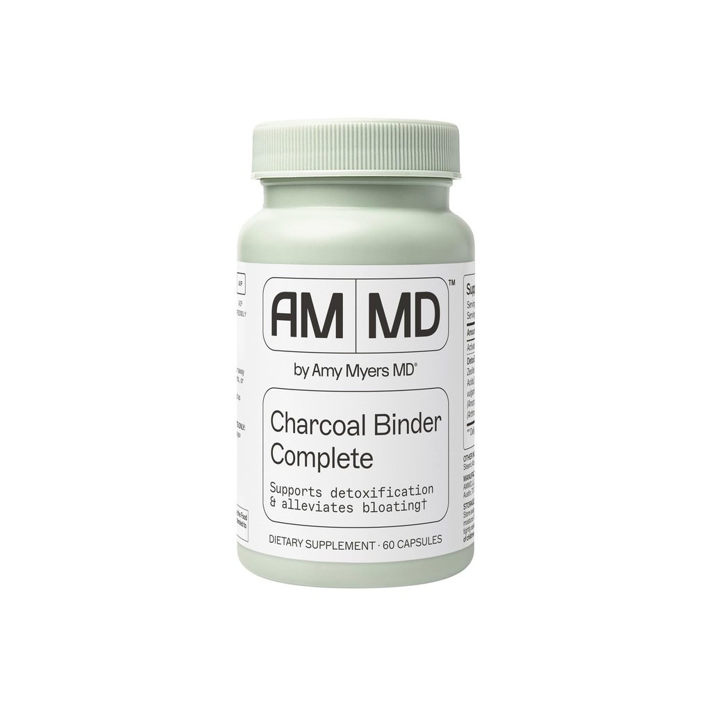Capsule de nucă de cocos Charcoal din The Myers Way Protocol - Charcoal natural activat, gaz Reliever & Suport pentru afecțiuni ale mucegaiului/toxinelor - Supliment alimentar 60 capsule, 30 Serviri - Dr. Amy Myers