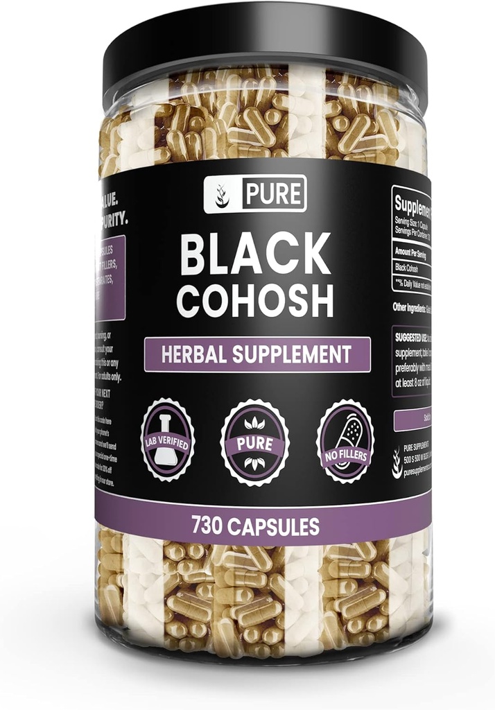 Ingrediente originale pure Black Cohosh (730 capsule) No Magneziu sau Rice Fillers, întotdeauna pură, Lab verificat