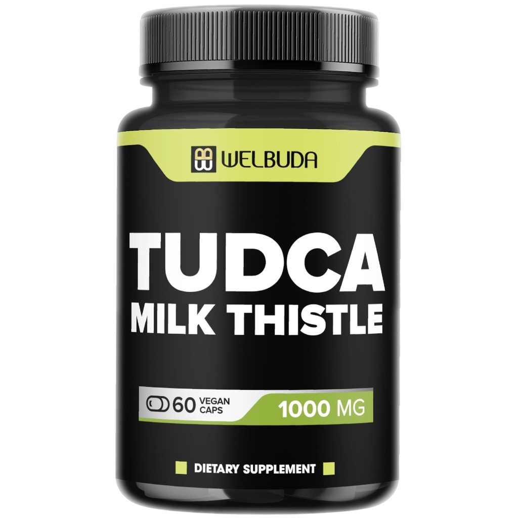 WELBUDA 1000mg Tudca Supliment cu extract de lapte Thistle - 60 capsule Vegan - Suport pentru sistemul imunitar, Digestion Health, Body Purification & Brain Health