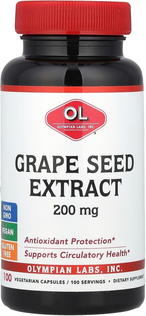 Extract de semințe de struguri Olympian Labs, 200 mg, 100 capsule vegetariene