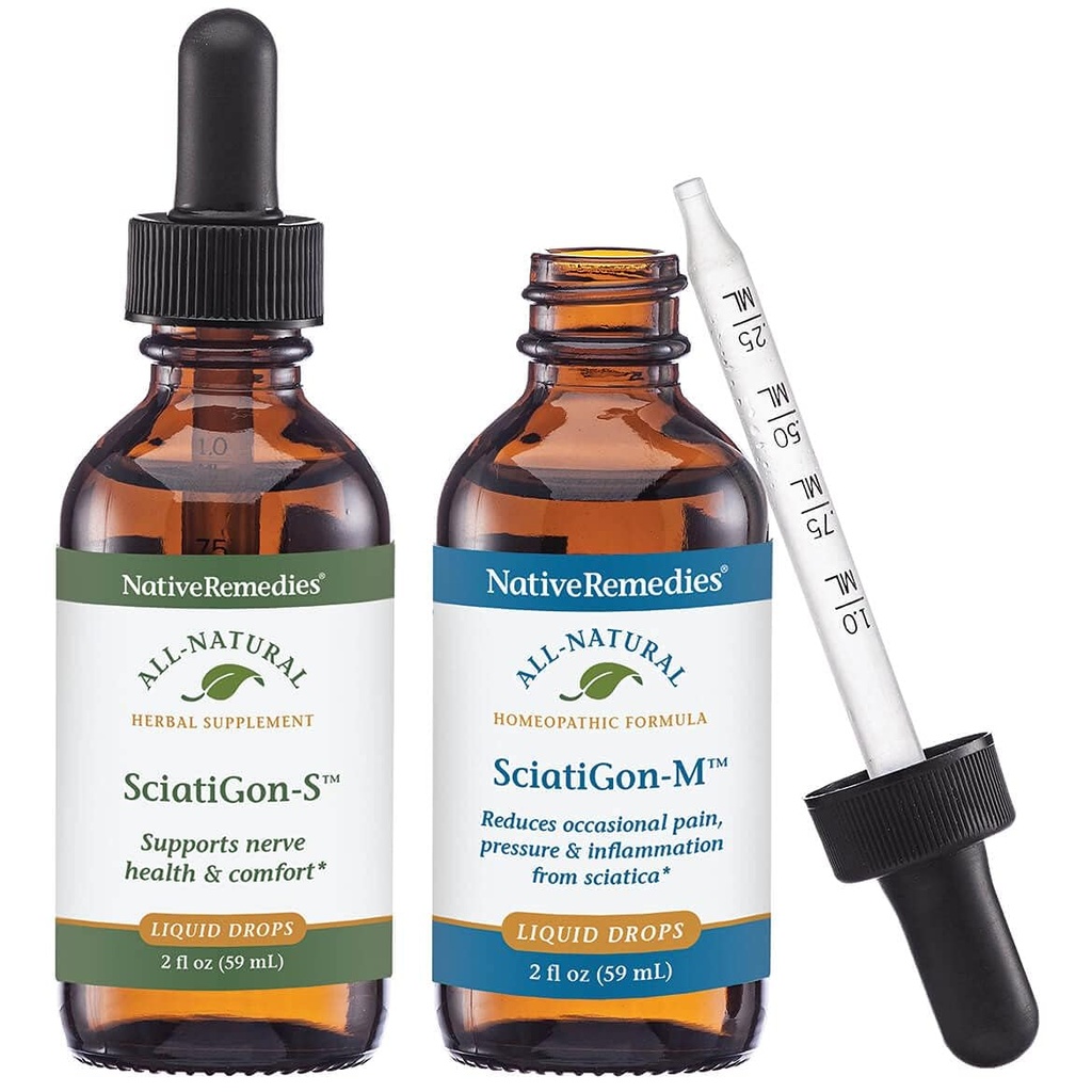 Remedii native complete Sciatizon ComboPack - Toate Suplimentul Natural Herbal ajută la reducerea presiunii asupra nervilor sciatice și naturale Homeopatic Remedie reduce durerea, cramping și amorțeală