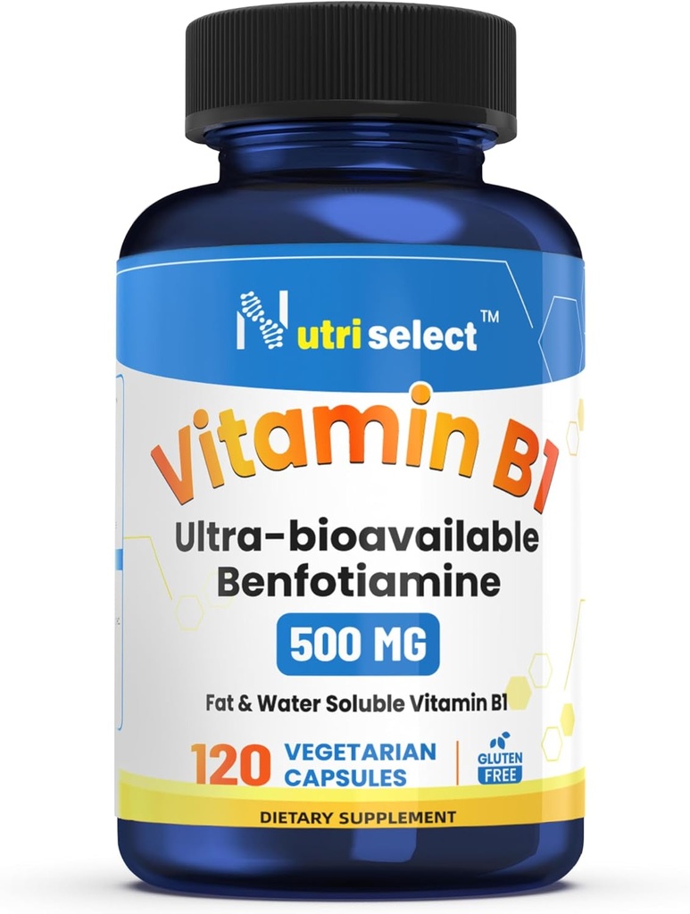 120 Capsulele eliberează 500 mg de vitamina B1 în acest supliment de benfotiamină, care este non-GMO, Vegan şi gluten-free