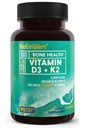 BioEmblem Vitamina D3 Capsule K2 (5000UI și 200mcg) - Patentat MK7 și MK4 pentru 3-in-1 Complex de suport - Vegetarian Vitamina D K2 Supliment pentru dinți, inimă, sistem imunitar - Non-GMO, 90 Capsuri