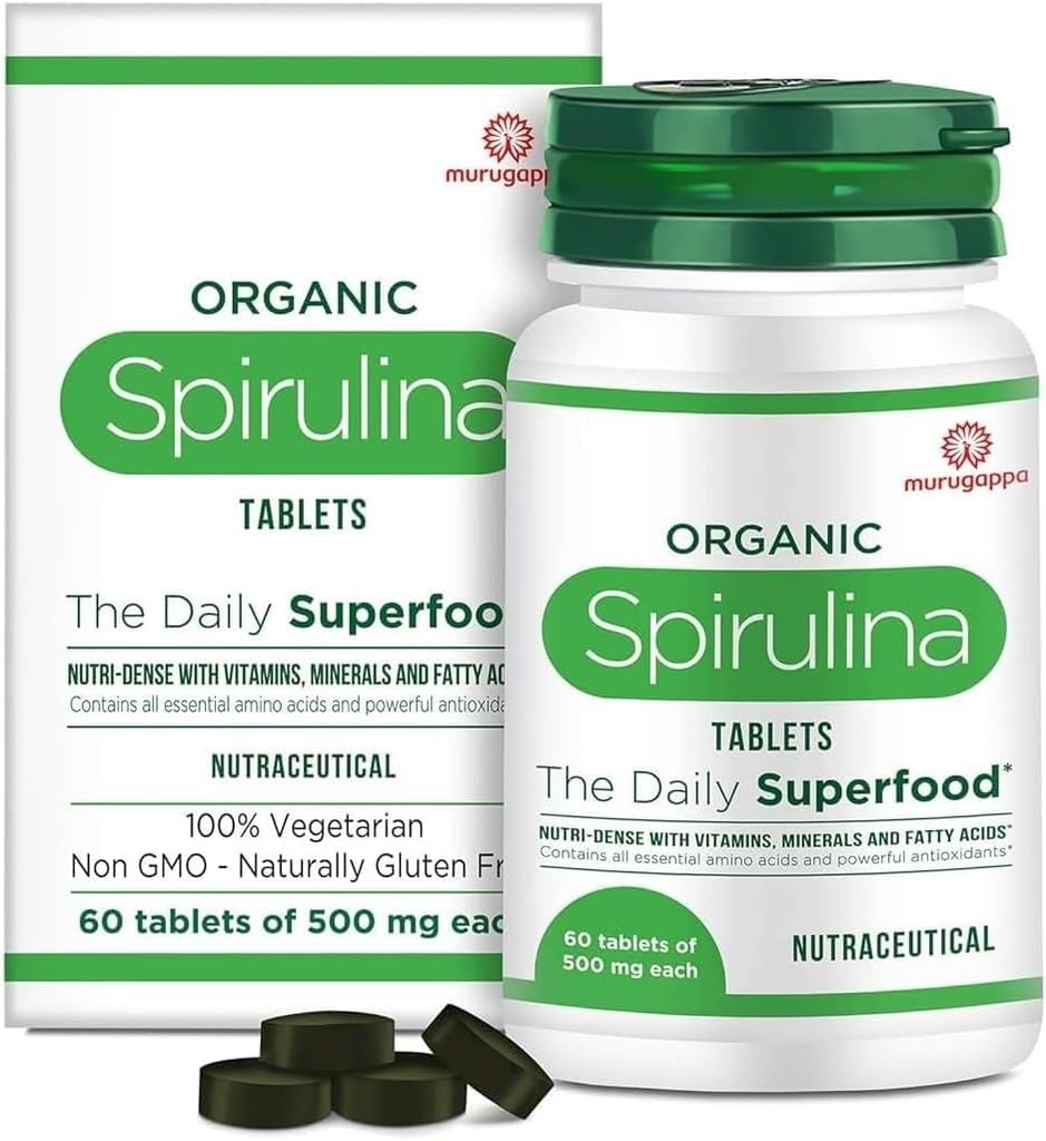 DURJA Organic Spirulina Tablets - Cele mai bio-Available Proteina & Nutri-Dense Superfood 